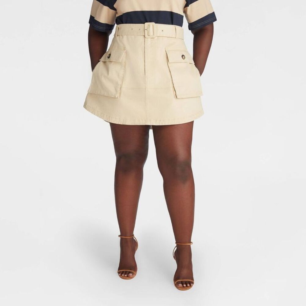 KBB by KAHLANA Women's 'The Flared Cargo Skirt' - Tan 26